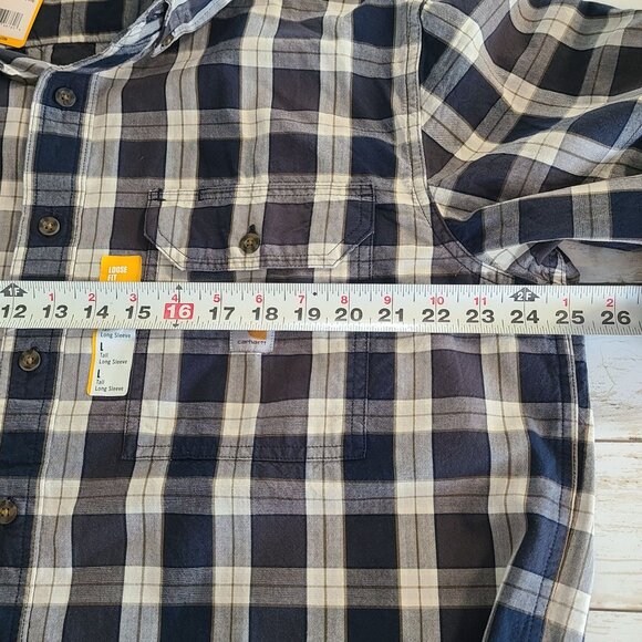 Carhartt Men's Loose Fit Midweight Chambray Long-Sleeve Plaid Shirt L Tall NEW - Picture 6 of 8